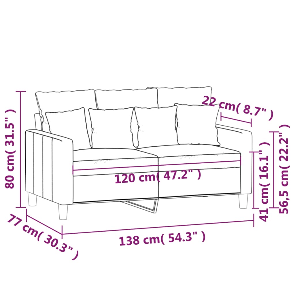 vidaXL Divano a 2 Posti Grigio Chiaro 120 cm in Velluto