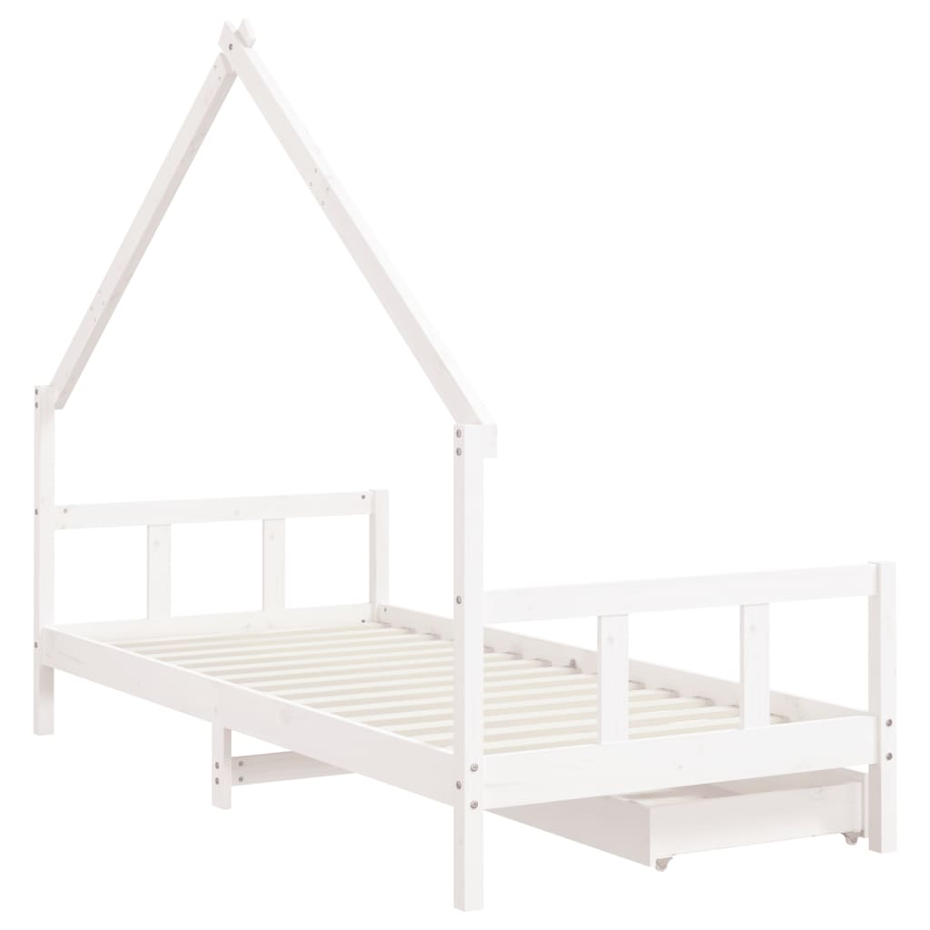 vidaXL Giroletto Bambini con Cassetti Bianco 90x200cm Massello di Pino