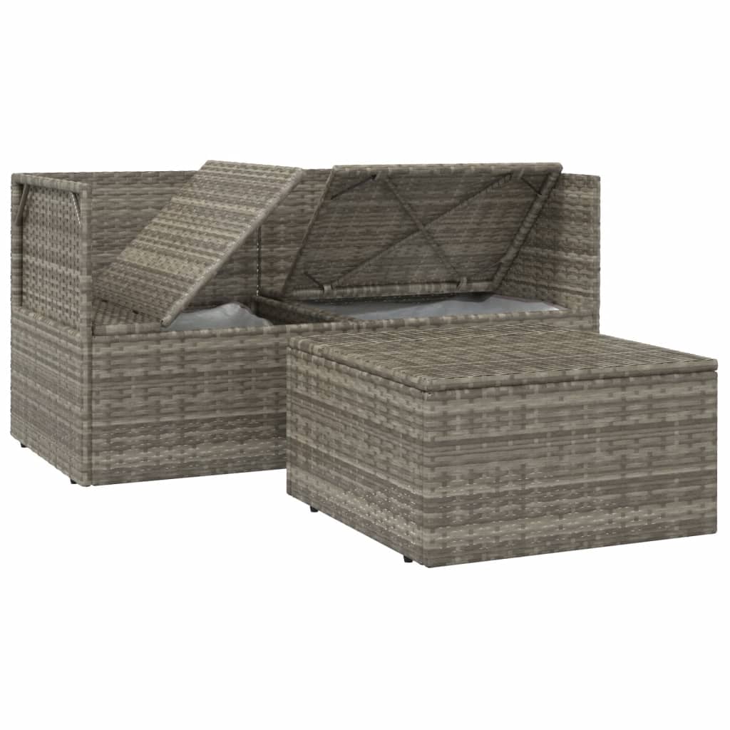 vidaXL Set Divani da Giardino 3 pz con Cuscini in Polyrattan Grigio