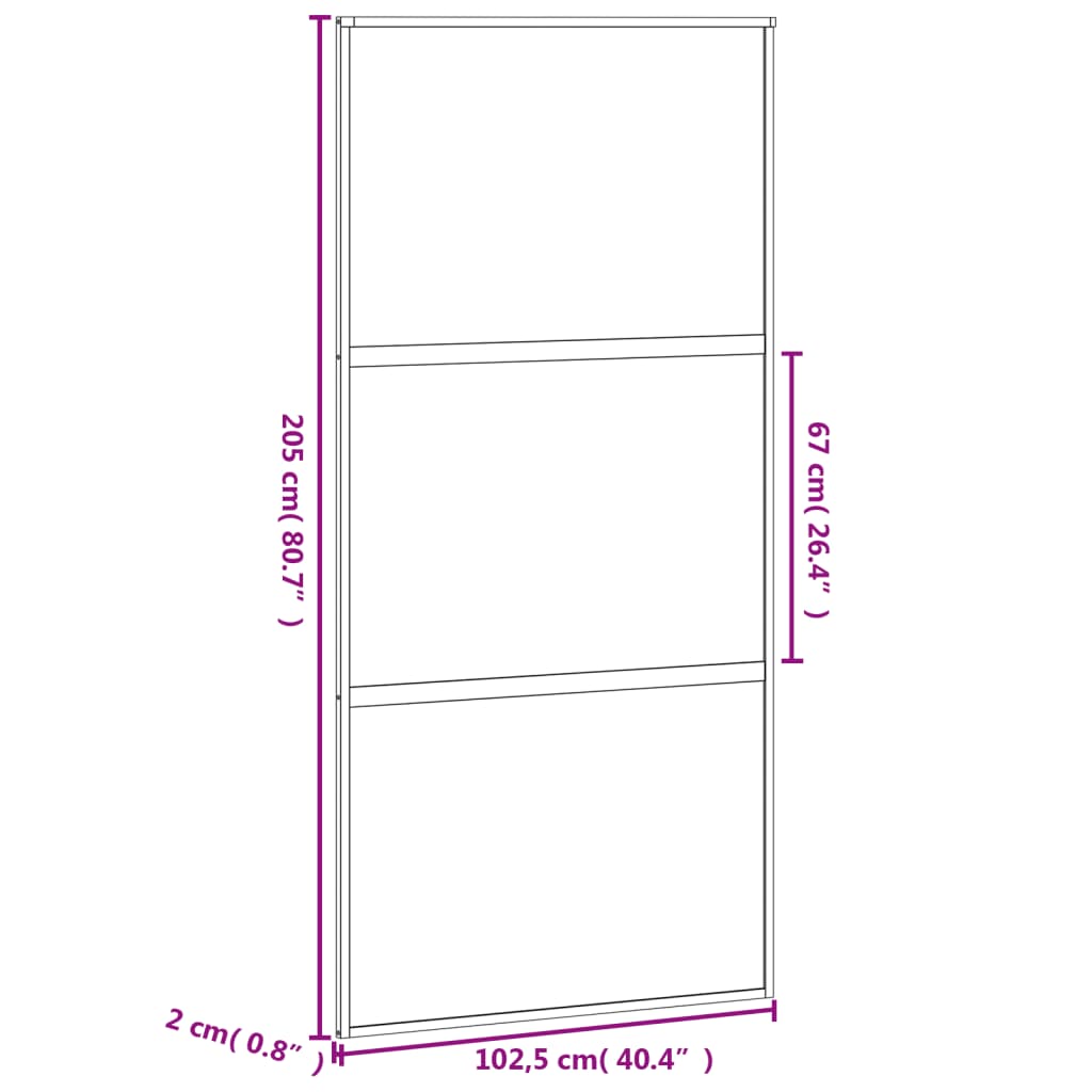 vidaXL Porta Scorrevole Nera 102,5x205 cm Vetro Temperato e Alluminio