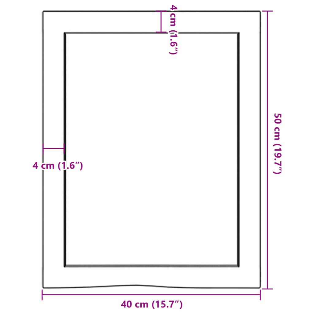 vidaXL Piano Bagno 40x50x(2-4) cm in Legno Massello Non Trattato