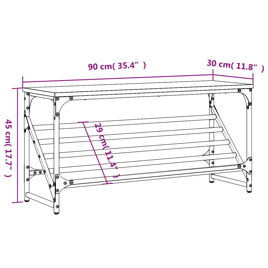 vidaXL Scarpiera Grigio Sonoma 90x30x45 cm in Legno Multistrato