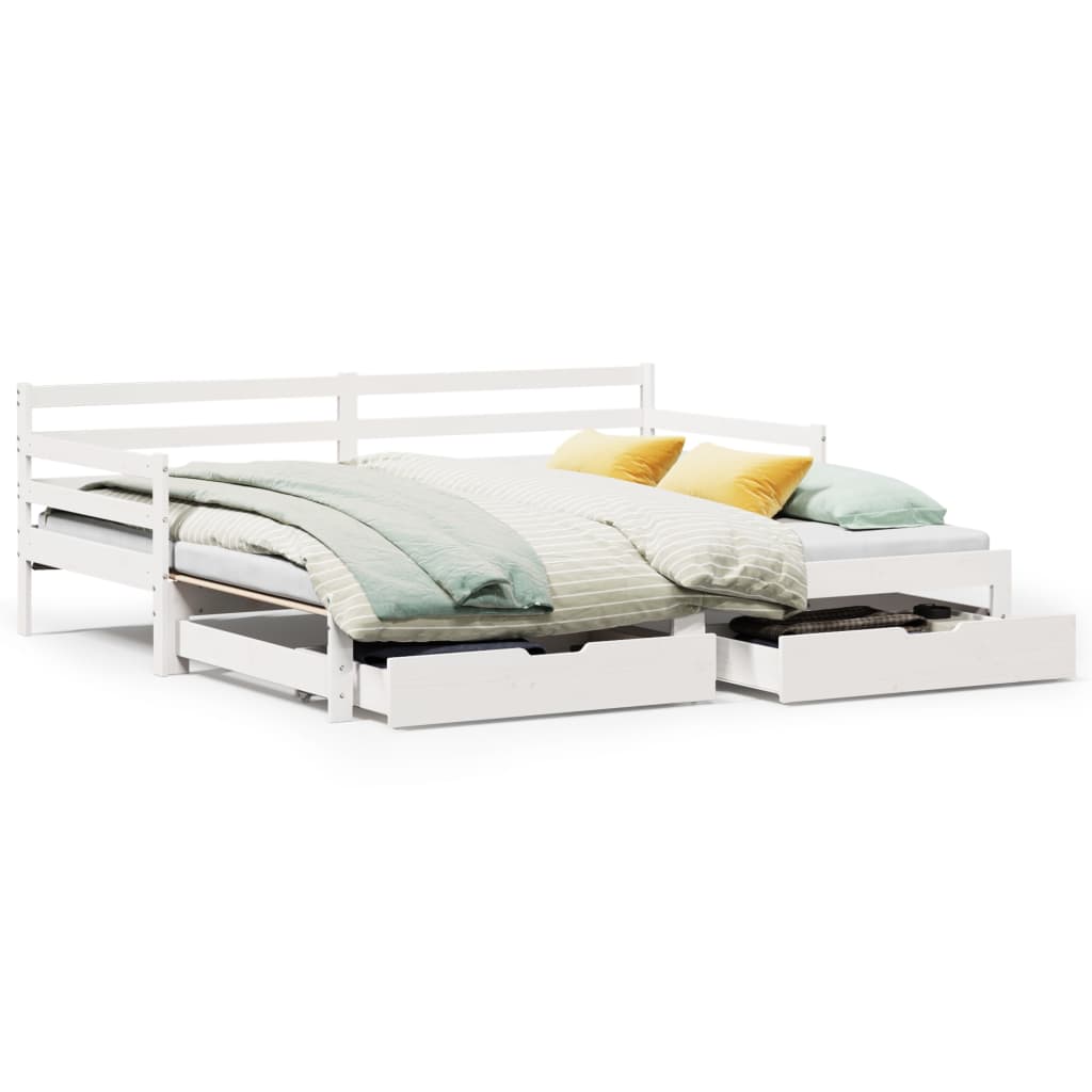 vidaXL Letto Estraibile con Cassetti senza Materasso Bianco 90x200 cm