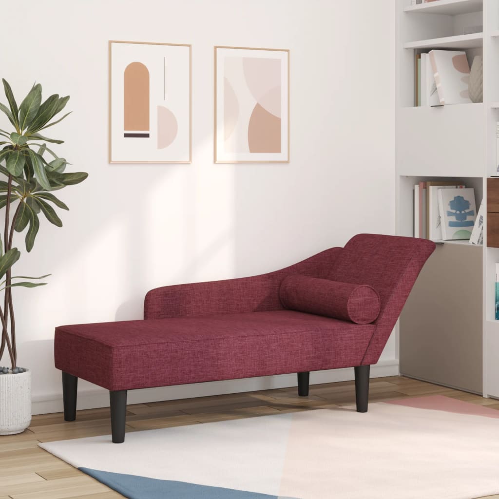 vidaXL Chaise Lounge con Cuscini Rosso Vino in Tessuto