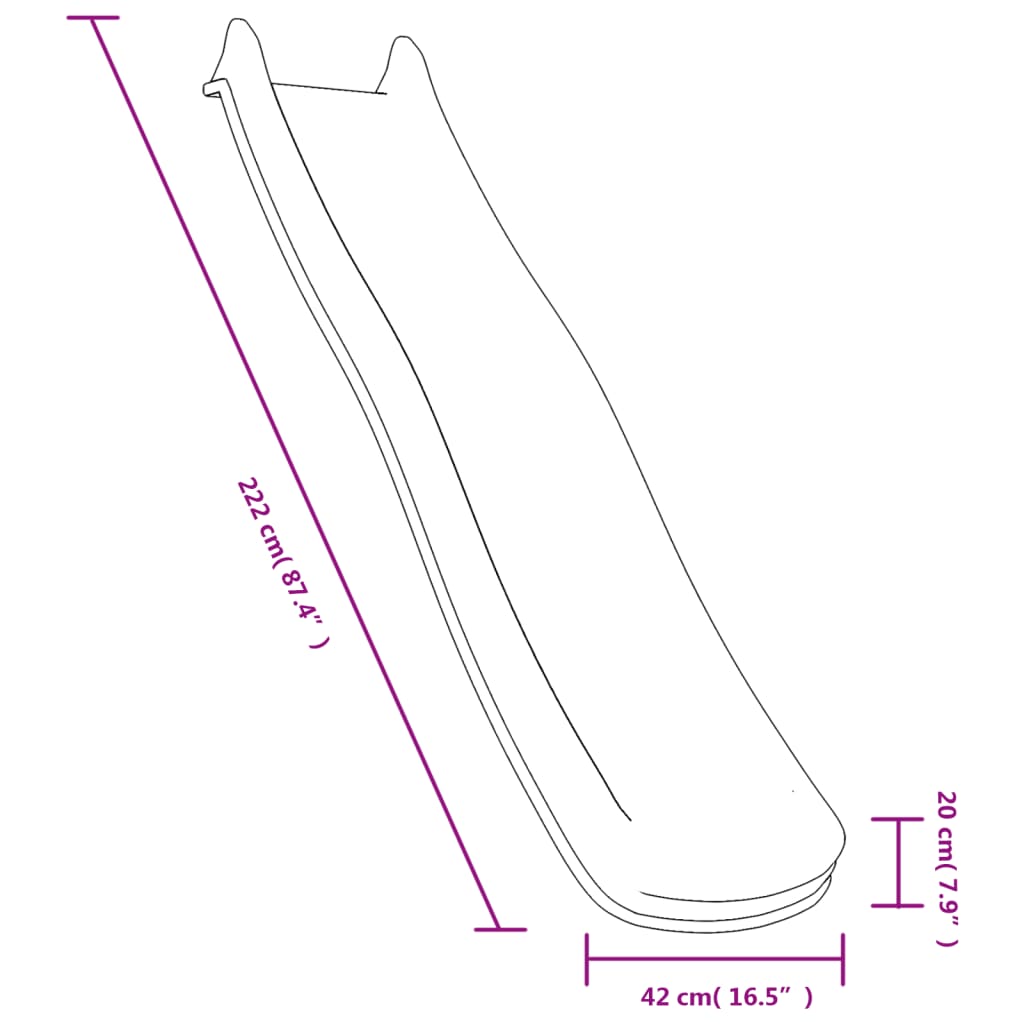 vidaXL Scivolo per Bambini Blu 222x42x20 cm in Polipropilene