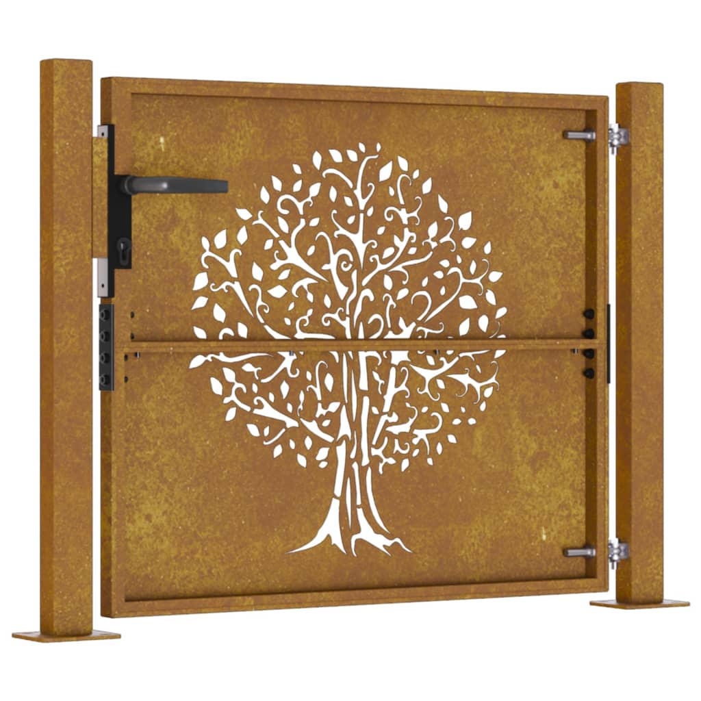 vidaXL Cancello da Giardino 105x105 cm in Acciaio Corten Design Albero