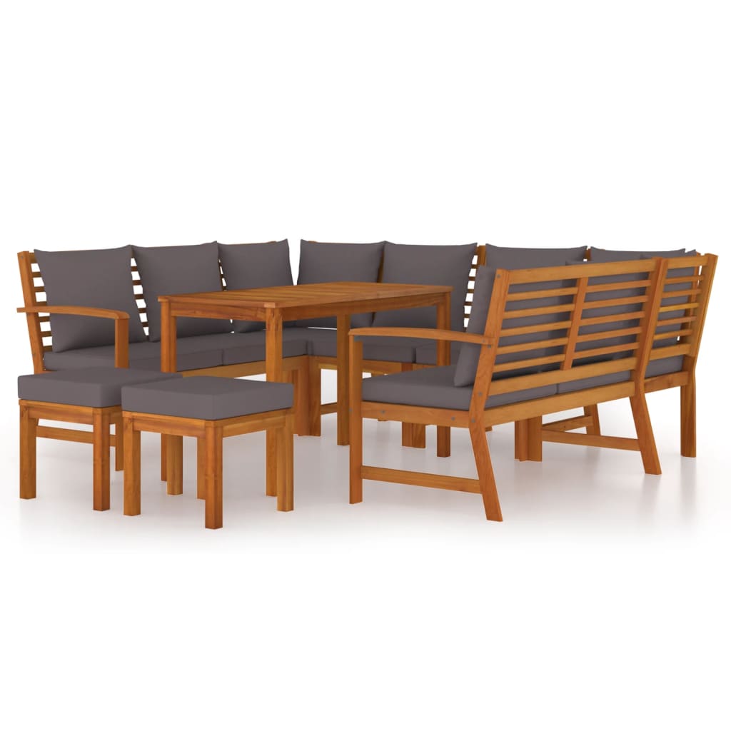 vidaXL Set da Pranzo da Giardino 9pz con Cuscini Legno Massello Acacia