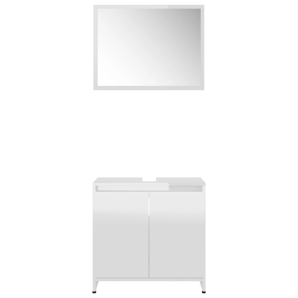 vidaXL Set Mobili da Bagno 3 pz Bianco Lucido in Truciolato