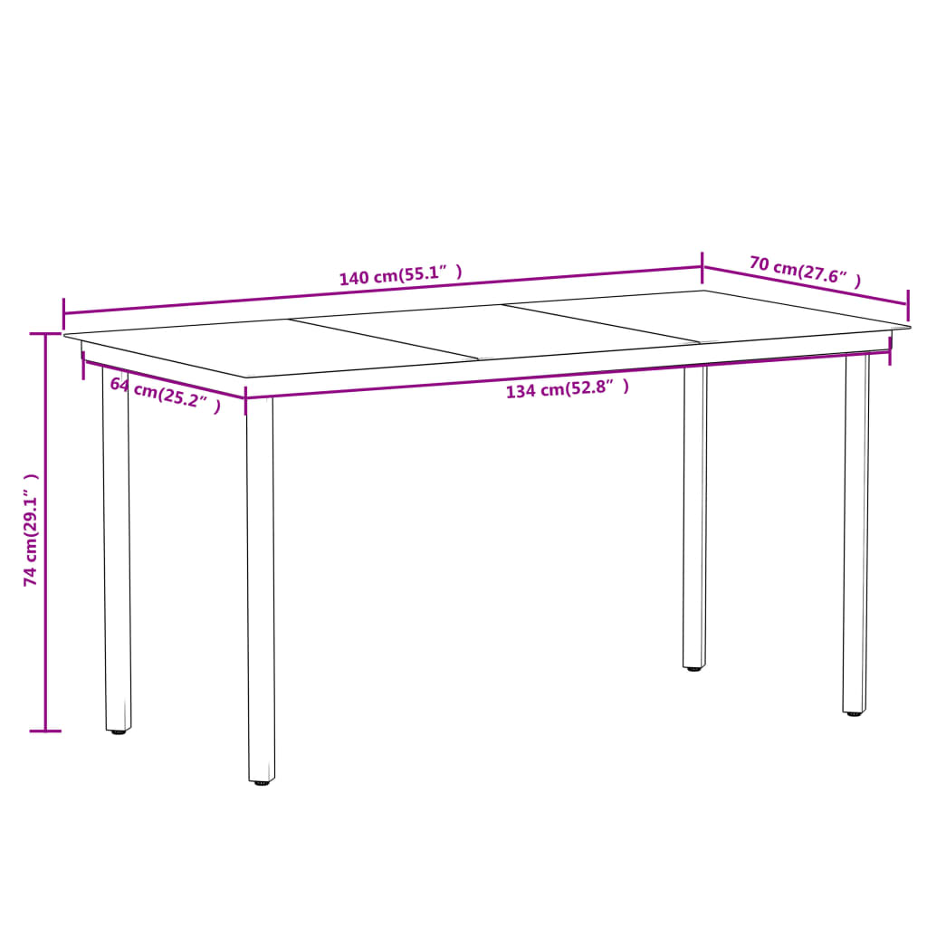 vidaXL Set Mobili da Pranzo per Giardino 7 pz Nero