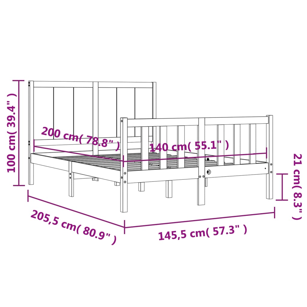 vidaXL Giroletto senza Materasso Bianco 140x200 cm Legno Massello Pino