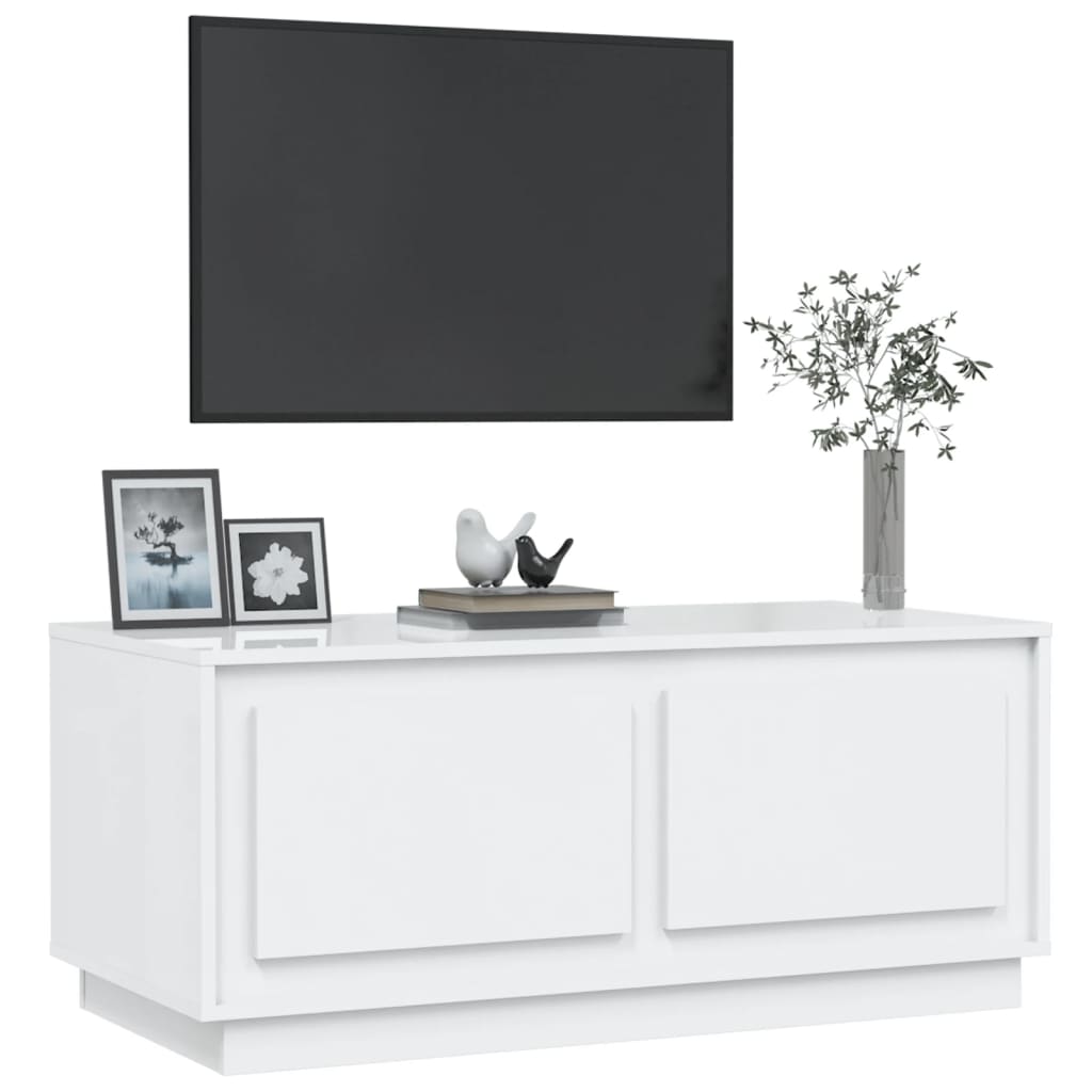 vidaXL Tavolino da Salotto Bianco Lucido 102x50x44cm Legno Multistrato