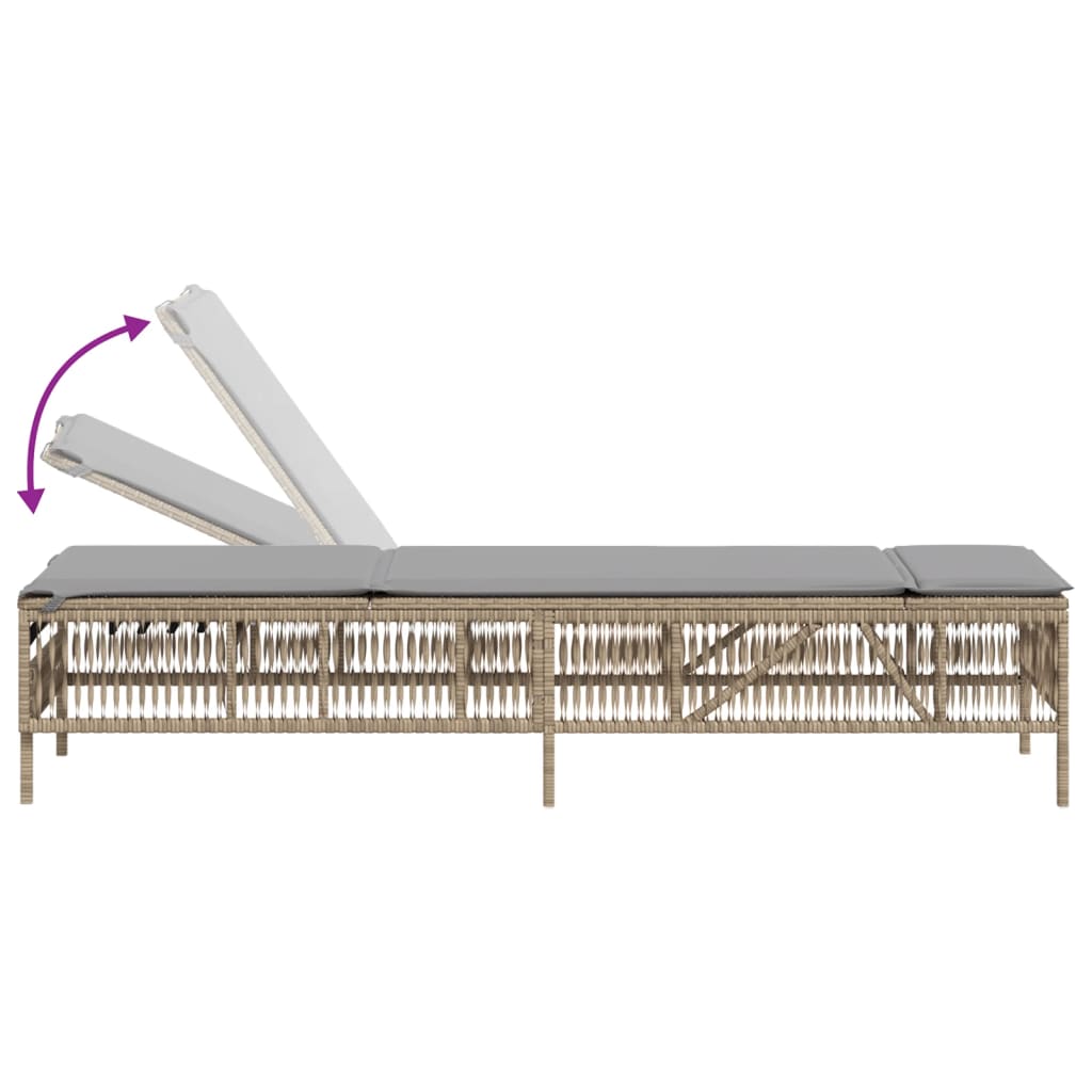 vidaXL Lettini Prendisole 2 pz con Cuscini Beige in Polyrattan