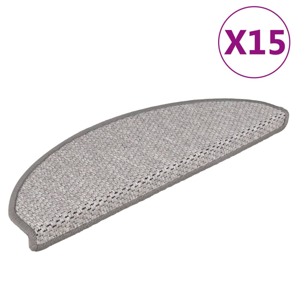 vidaXL Tappeti Autoadesivi Scale Aspetto Sisal 15 pz 65x21x4cm Platino