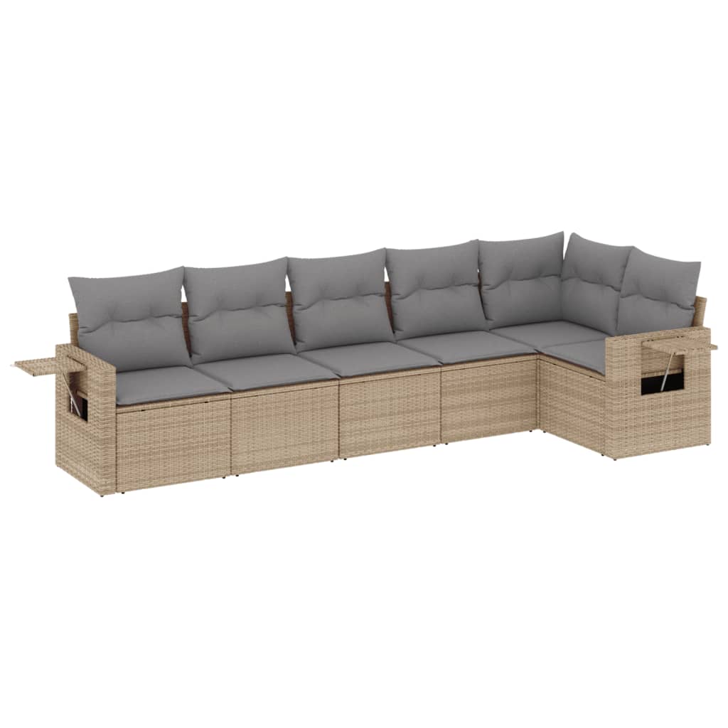 vidaXL Set Divano da Giardino 6 pz con Cuscini Beige in Polyrattan