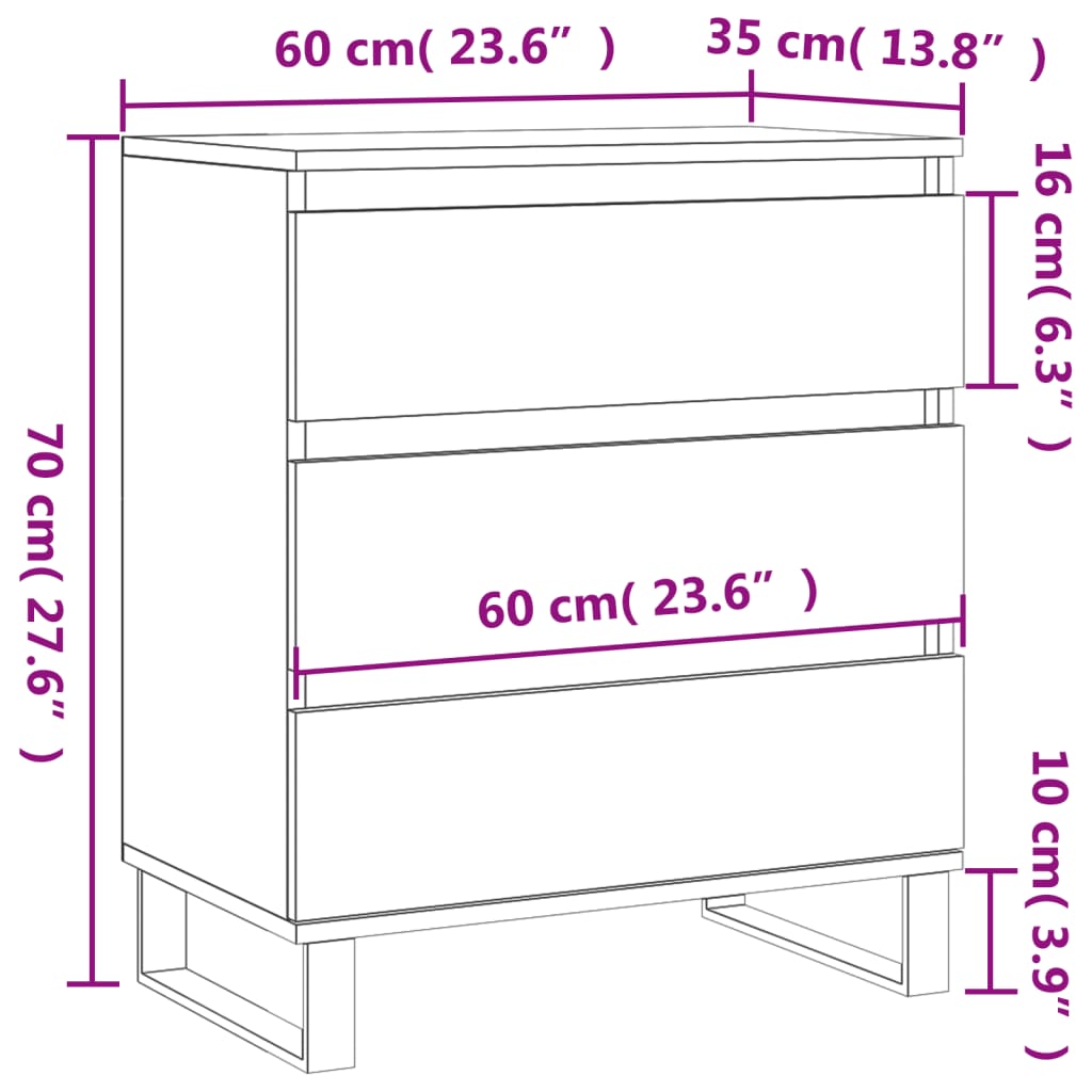 vidaXL Credenza Grigio Sonoma 60x35x70 cm in Legno Multistrato