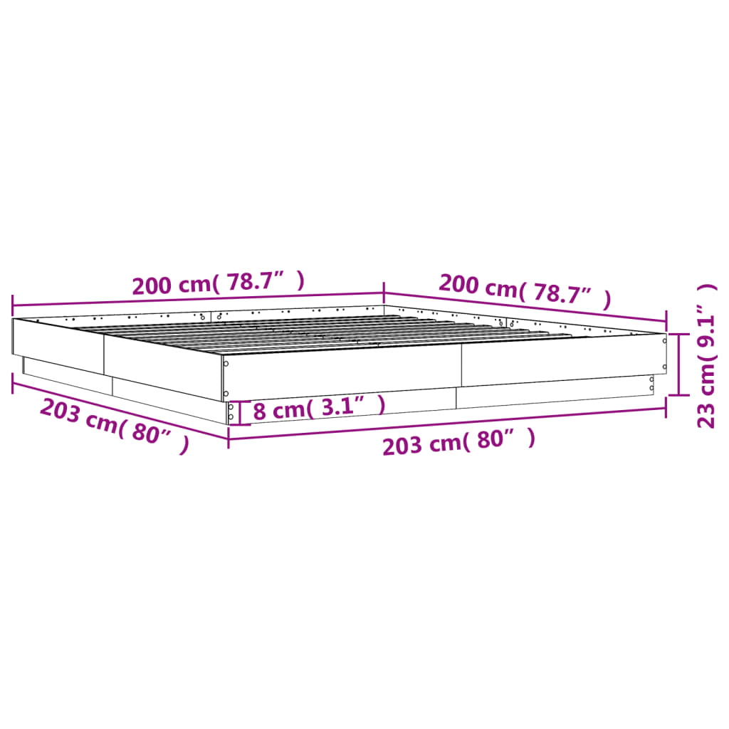 vidaXL Giroletto Bianco 200x200 cm in Legno Multistrato