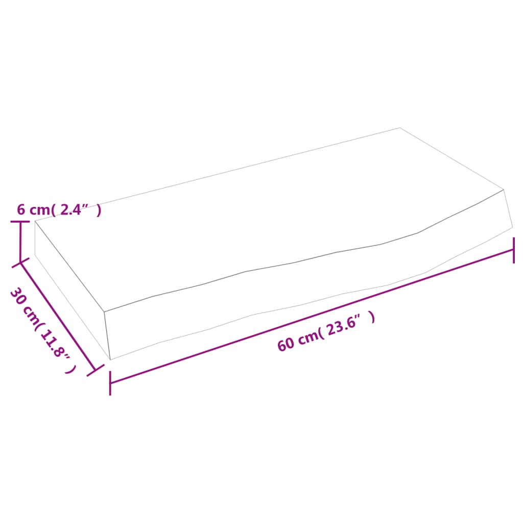 vidaXL Piano Bagno 60x30x(2-6) cm in Legno Massello Non Trattato