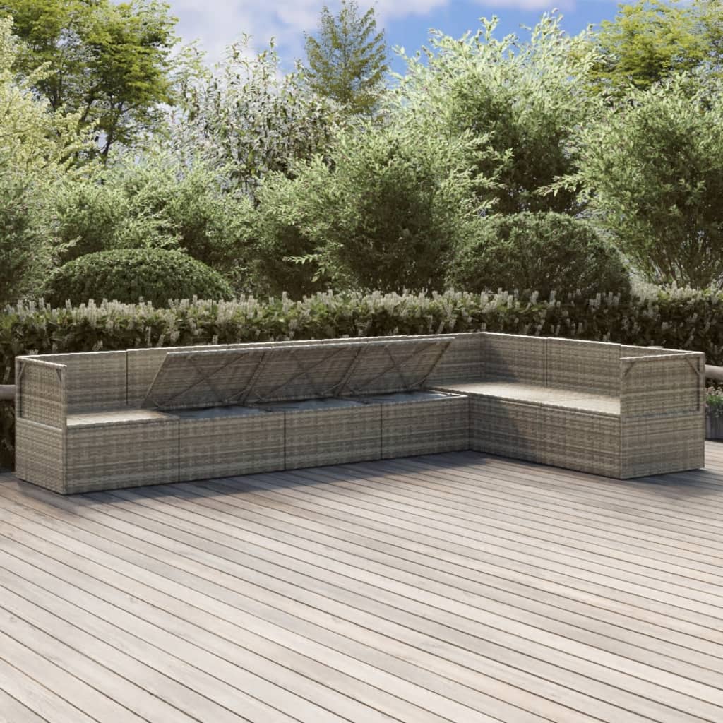 vidaXL Set Divani da Giardino 7 pz con Cuscini in Polyrattan Grigio