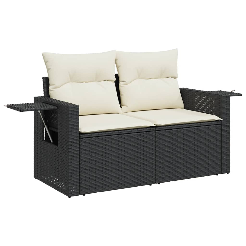 vidaXL Set Divani da Giardino 9 pz con Cuscini Nero in Polyrattan