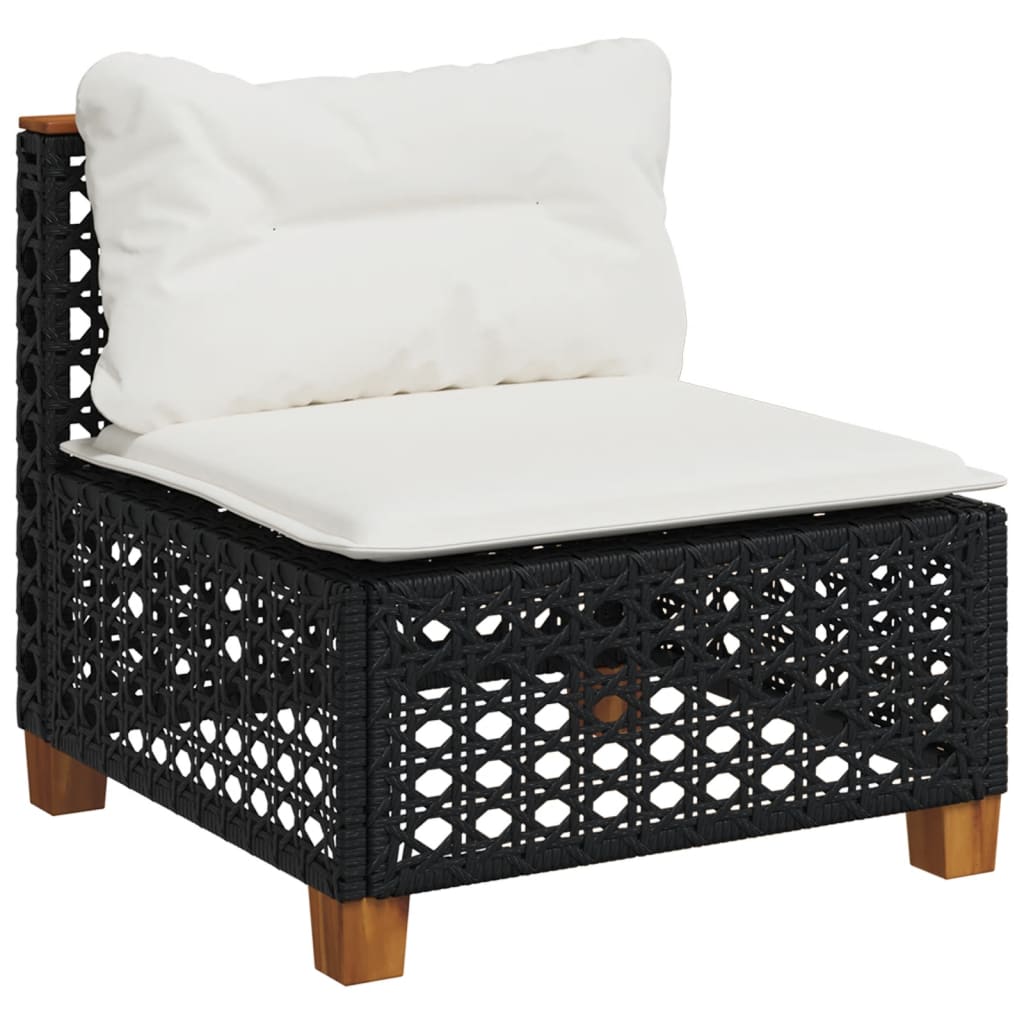 vidaXL Set Divani da Giardino 11 pz con Cuscini in Polyrattan Nero