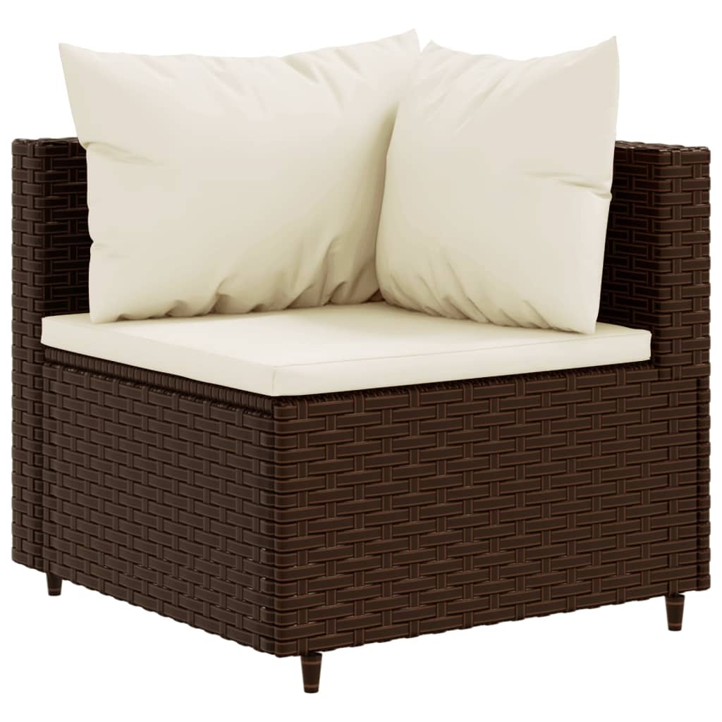 vidaXL Set Divani da Giardino 7 pz con Cuscini in Polyrattan Marrone