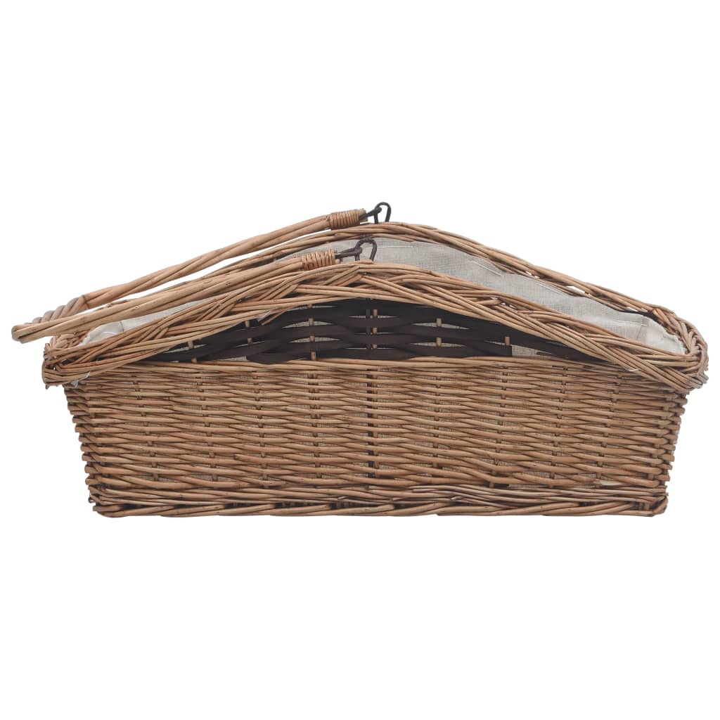 vidaXL Cesta Legna da Ardere con Manico 61,5x46,5x58cm Marrone Salice