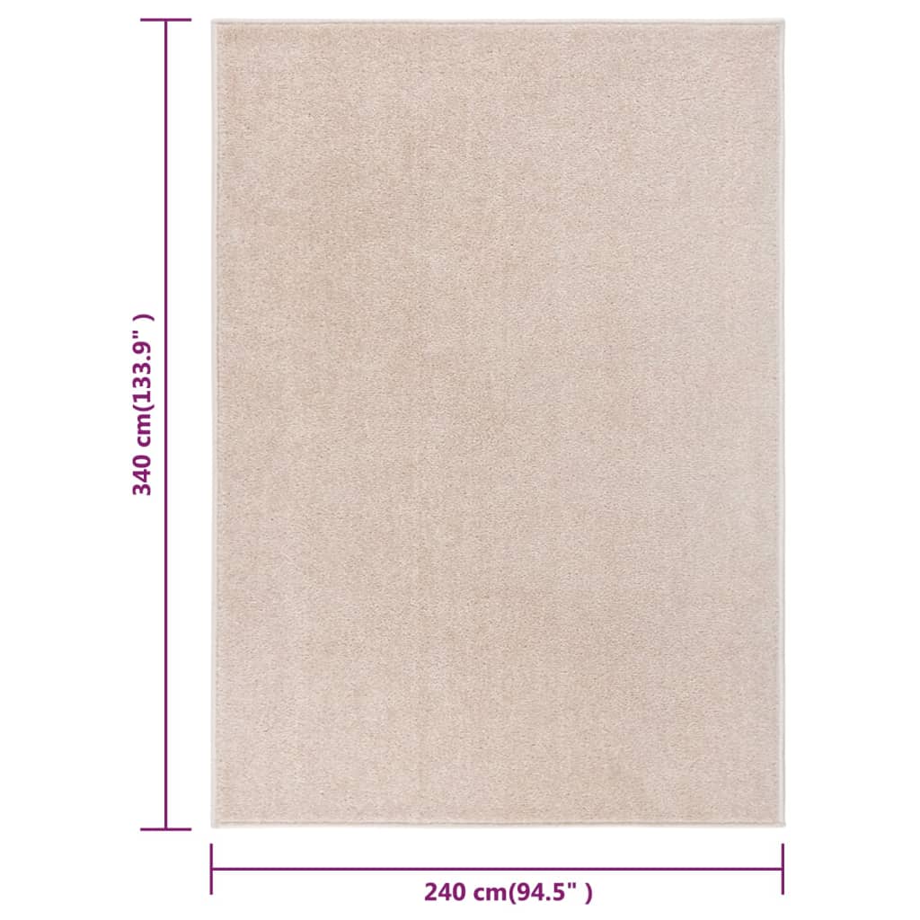 vidaXL Tappeto a Pelo Corto 240x340 cm Beige Scuro