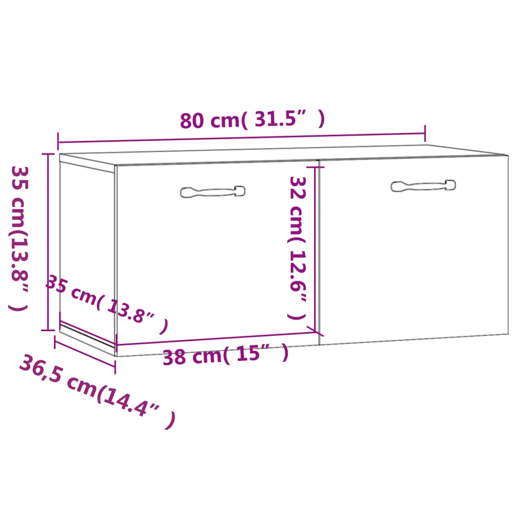 vidaXL Mobile a Parete Grigio Cemento 80x36,5x35 cm Legno Multistrato