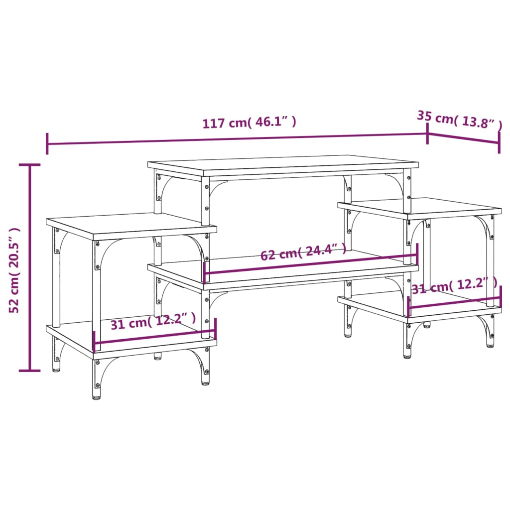 vidaXL Mobile Porta TV Rovere Sonoma 117x35x52 cm in Legno Multistrato