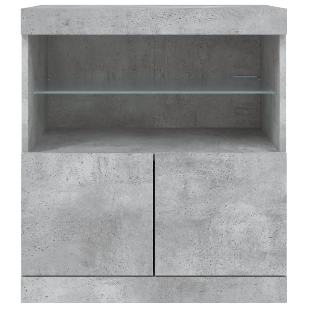 vidaXL Credenza con Luci LED Grigio Cemento 60x37x67 cm