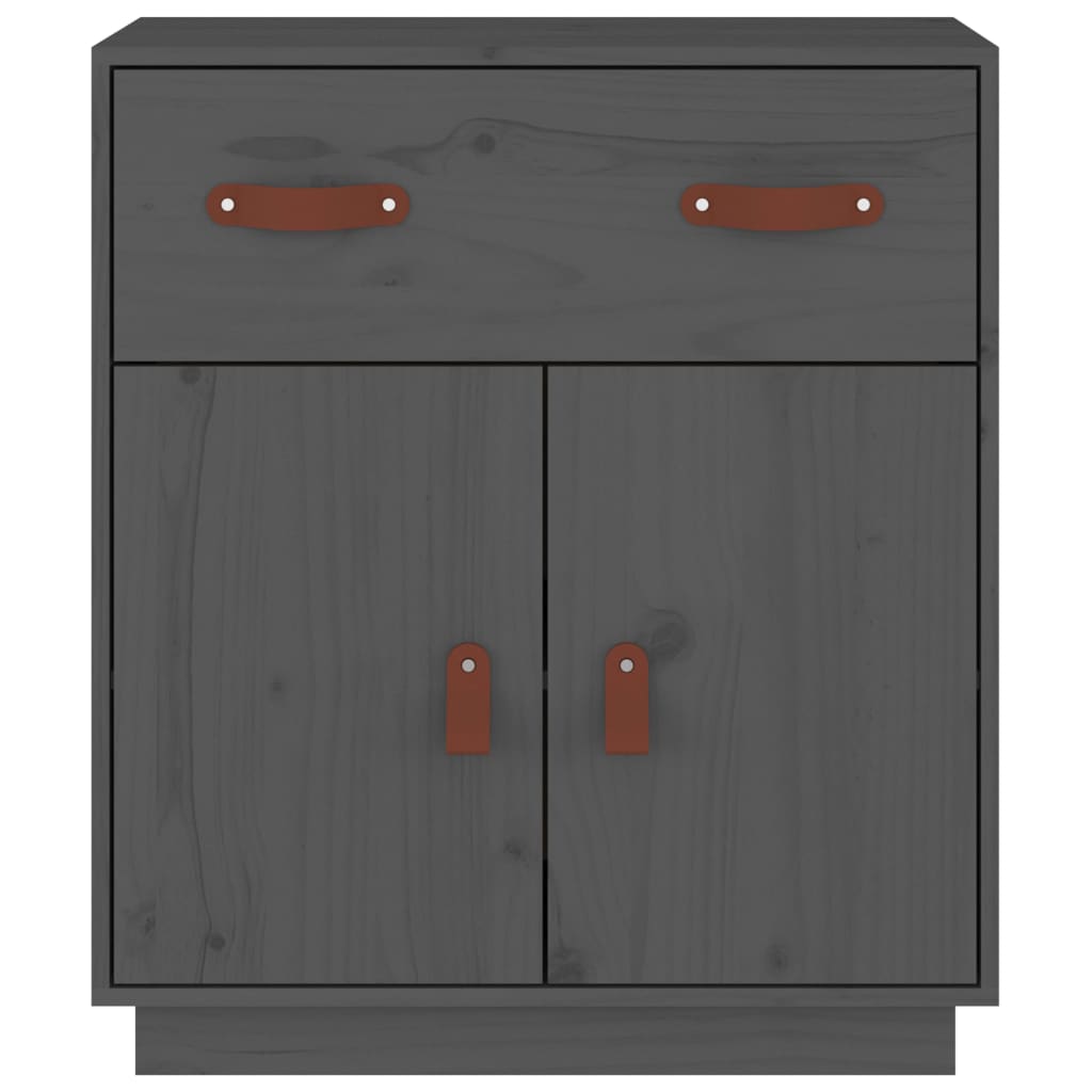 vidaXL Credenza Grigia 65,5x40x75 cm in Legno Massello di Pino