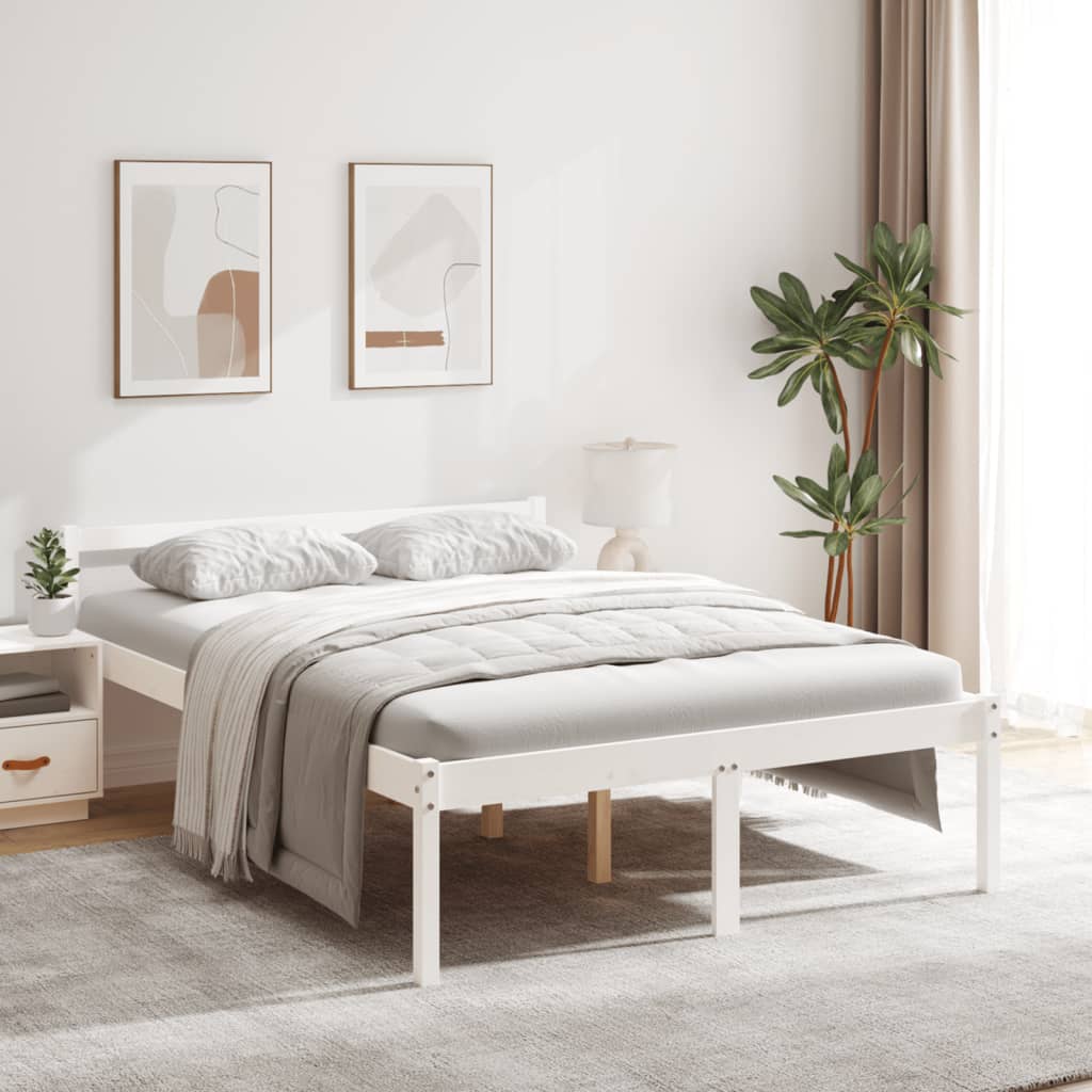 vidaXL Letto per Anziani Bianco 120x200 cm in Legno Massello di Pino