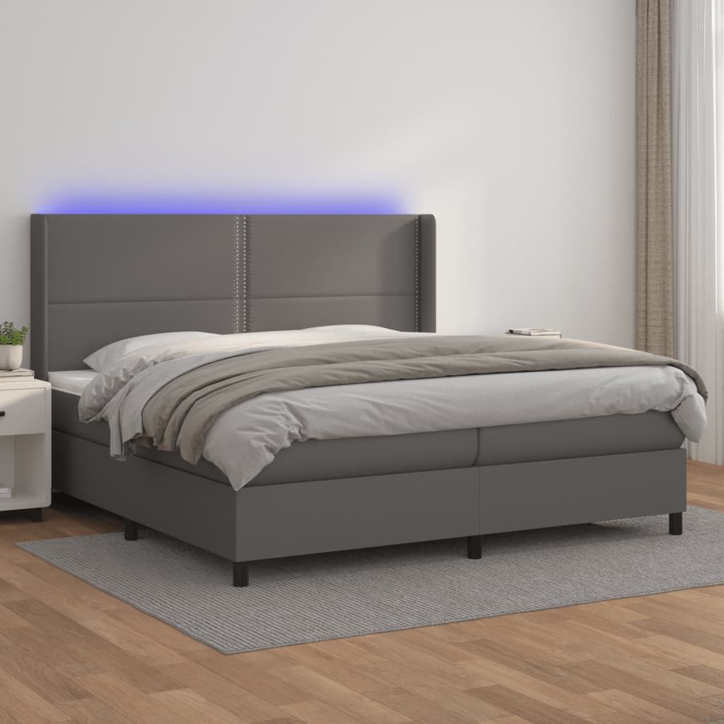 vidaXL Giroletto Molle con Materasso e LED Grigio 200x200cm Similpelle