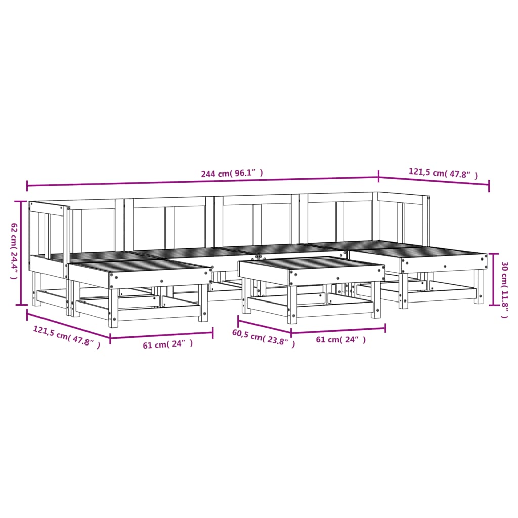 vidaXL Set Salotto da Giardino 7 pz in Legno Impregnato di Pino