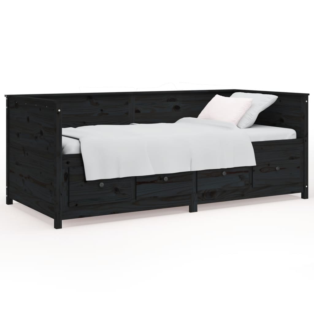 vidaXL Dormeuse Nera 75x190 cm in Legno Massello di Pino