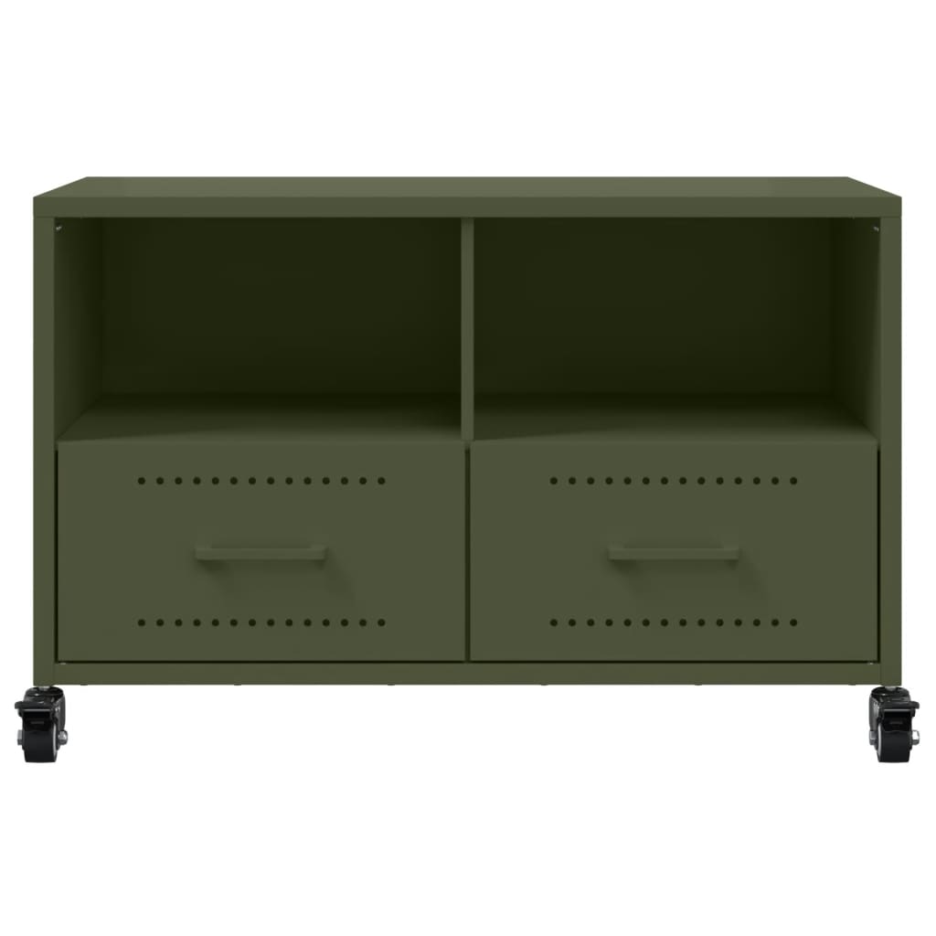 vidaXL Mobile TV Verde Oliva 68x39x43,5 cm in Acciaio