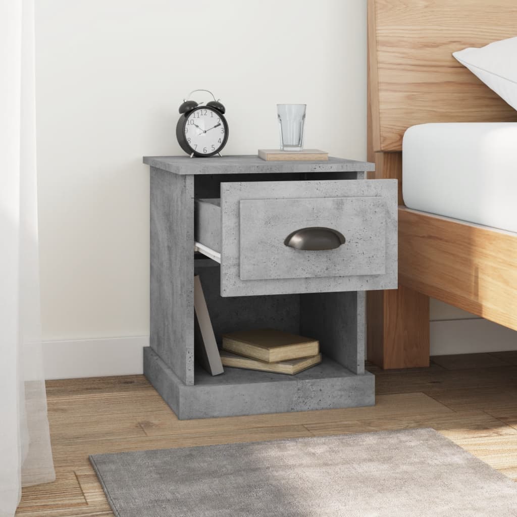 vidaXL Comodini 2 pz Grigio Cemento 39x39x47,5 cm in Legno Multistrato