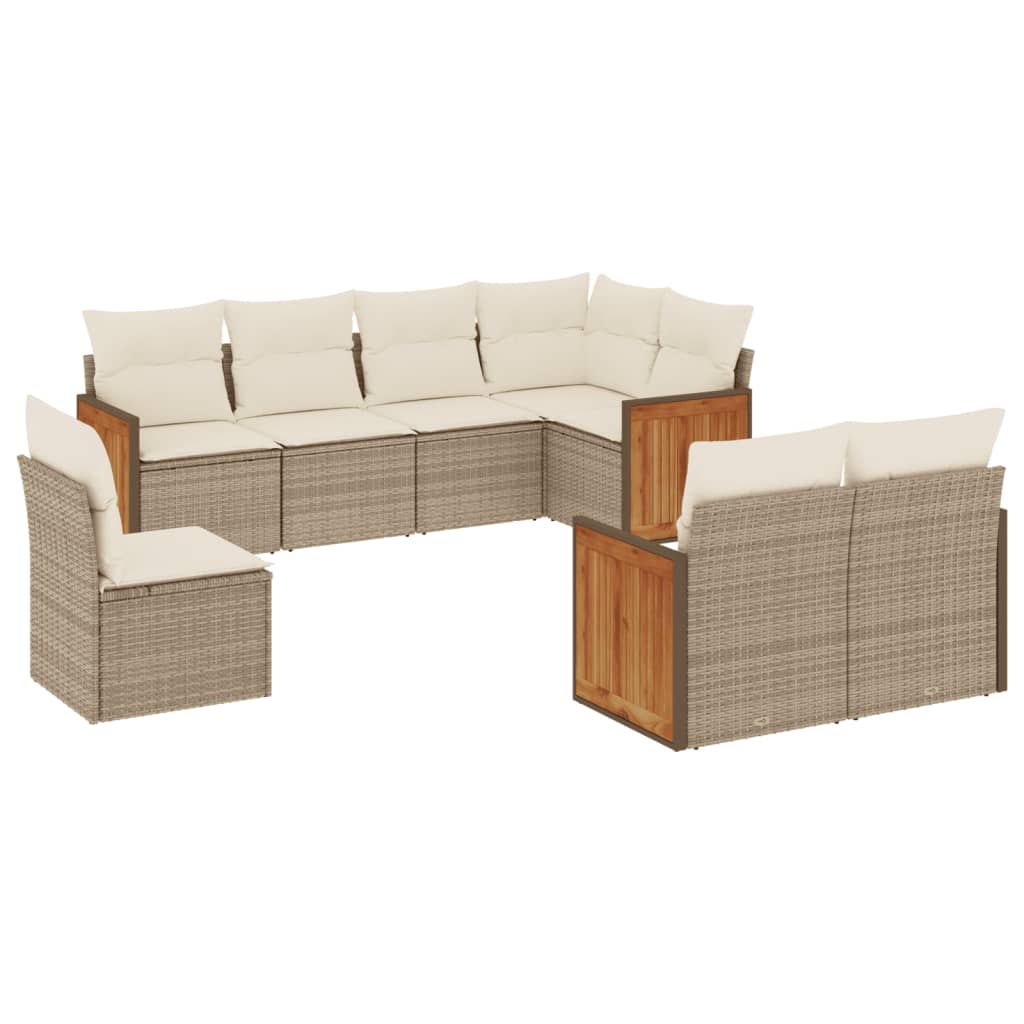 vidaXL Set Divano da Giardino 8 pz con Cuscini Beige in Polyrattan