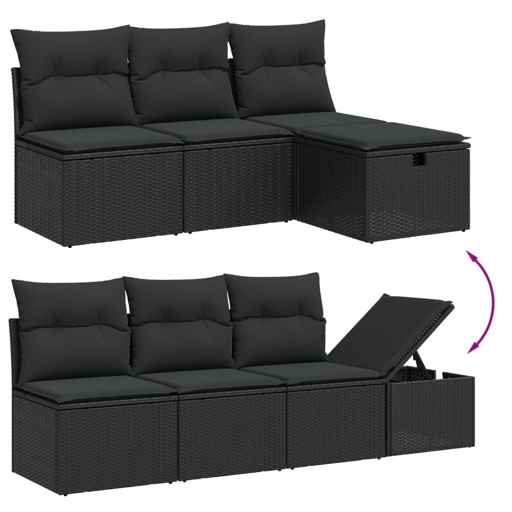 vidaXL Set Divani da Giardino con Cuscini 8 pz Nero in Polyrattan