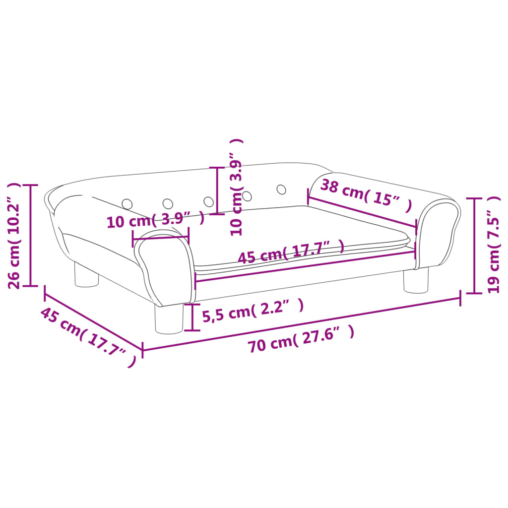 vidaXL Divano per Bambini Grigio Scuro 70x45x26 cm in Velluto