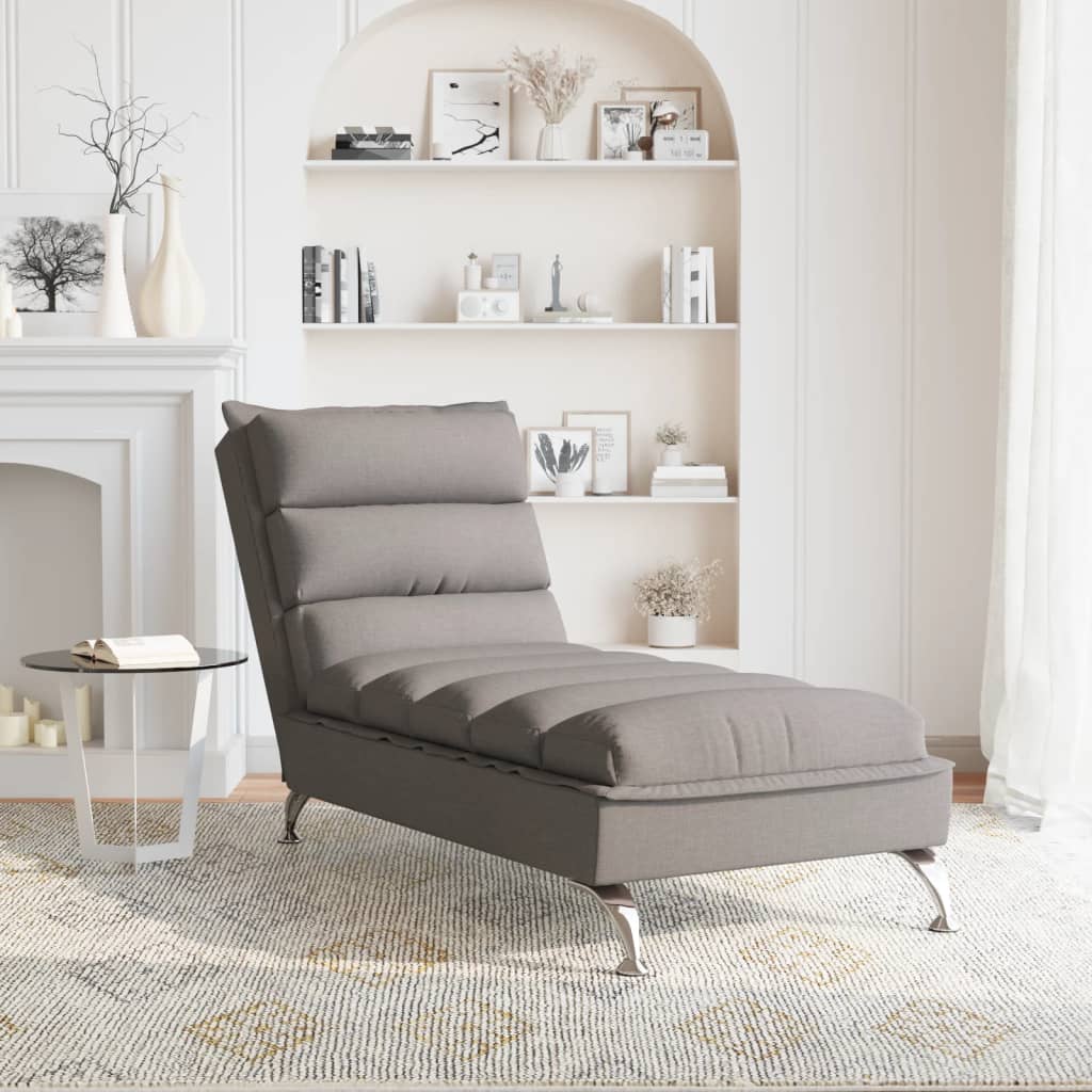 vidaXL Chaise Longue con Cuscini Tortora in Tessuto