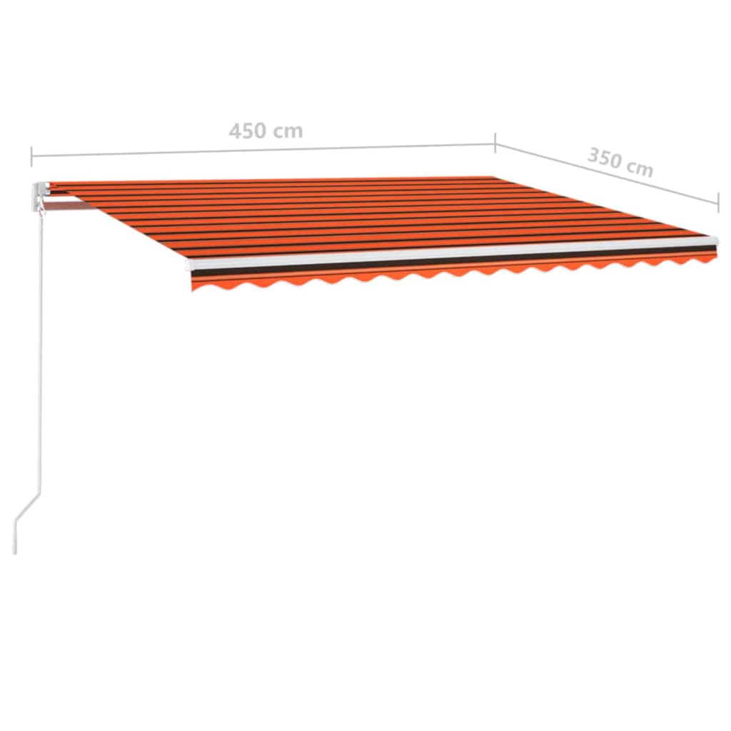 vidaXL Tenda da Sole Retrattile Manuale LED 450x350 cm Arancio Marrone