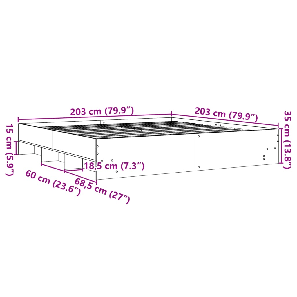 vidaXL Giroletto Rovere Sonoma 200x200 cm in Legno Multistrato