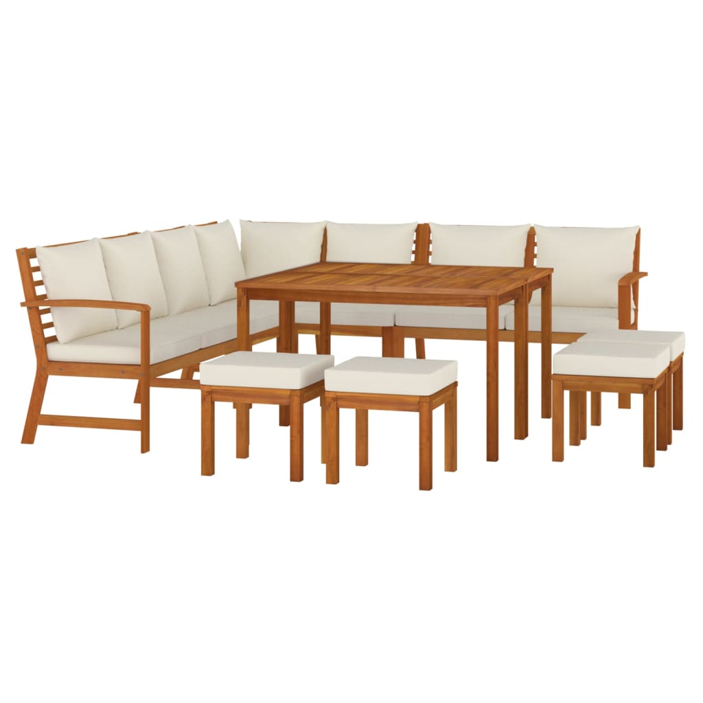 vidaXL Set da Pranzo Giardino 11 pz con Cuscini Legno Massello Acacia