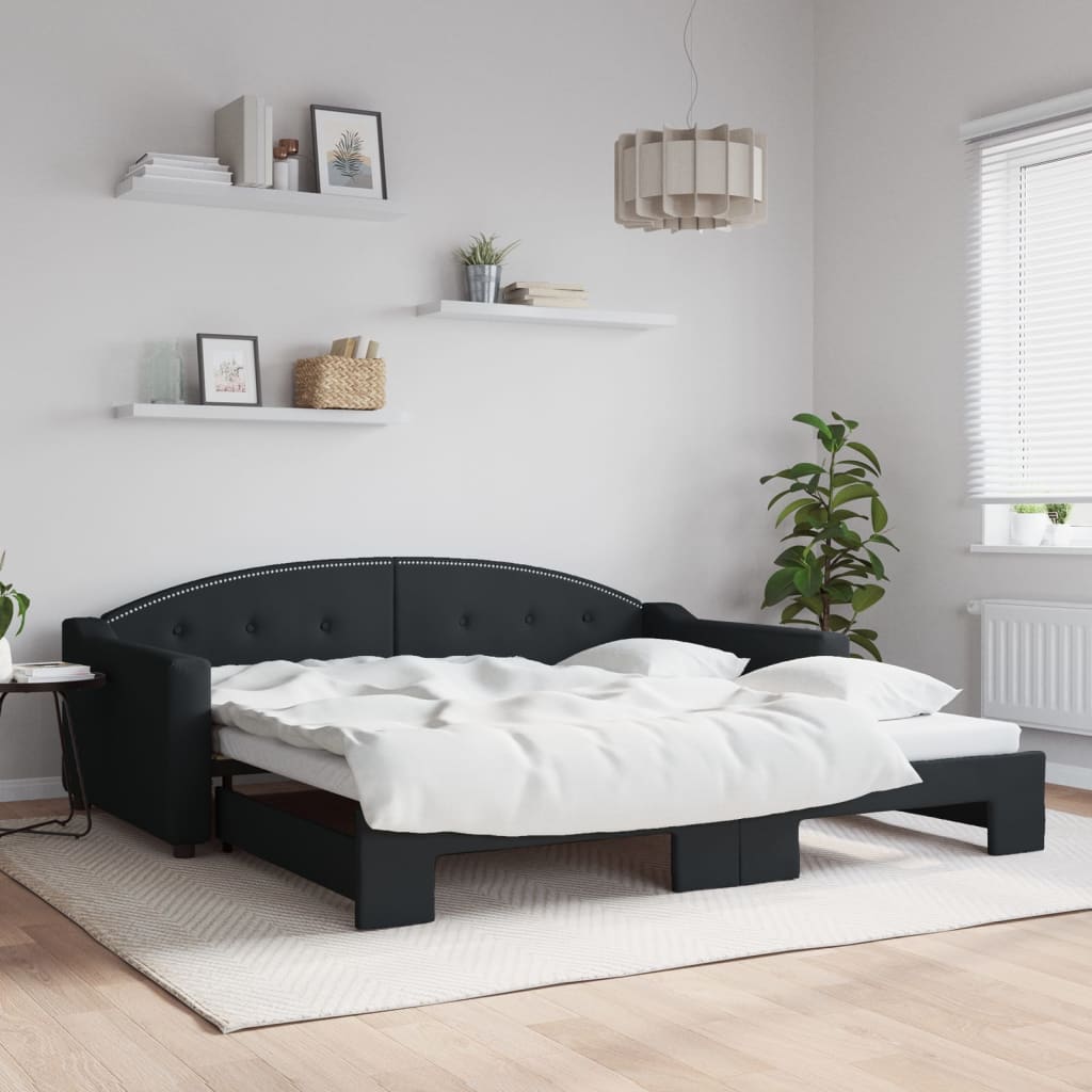 vidaXL Divano Letto con Letto Estraibile Nero 100x200 cm in Tessuto