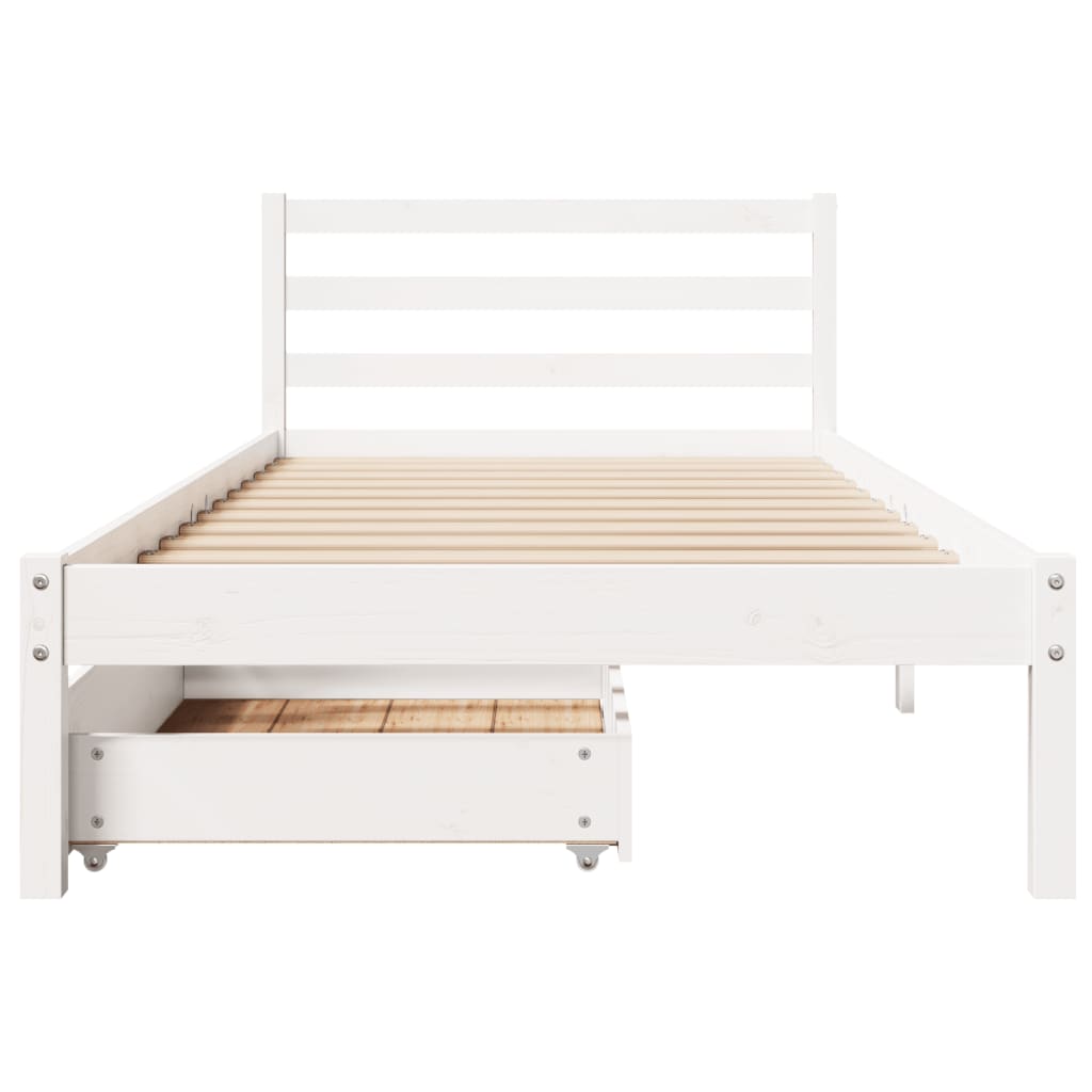 vidaXL Letto senza Materasso Bianco 75x190 in Legno Massello di Pino