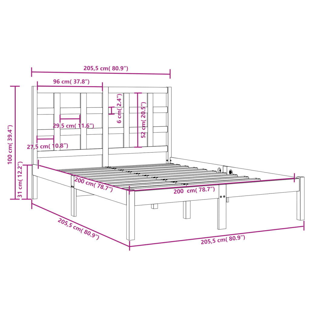 vidaXL Giroletto in Legno Massello 200x200 cm