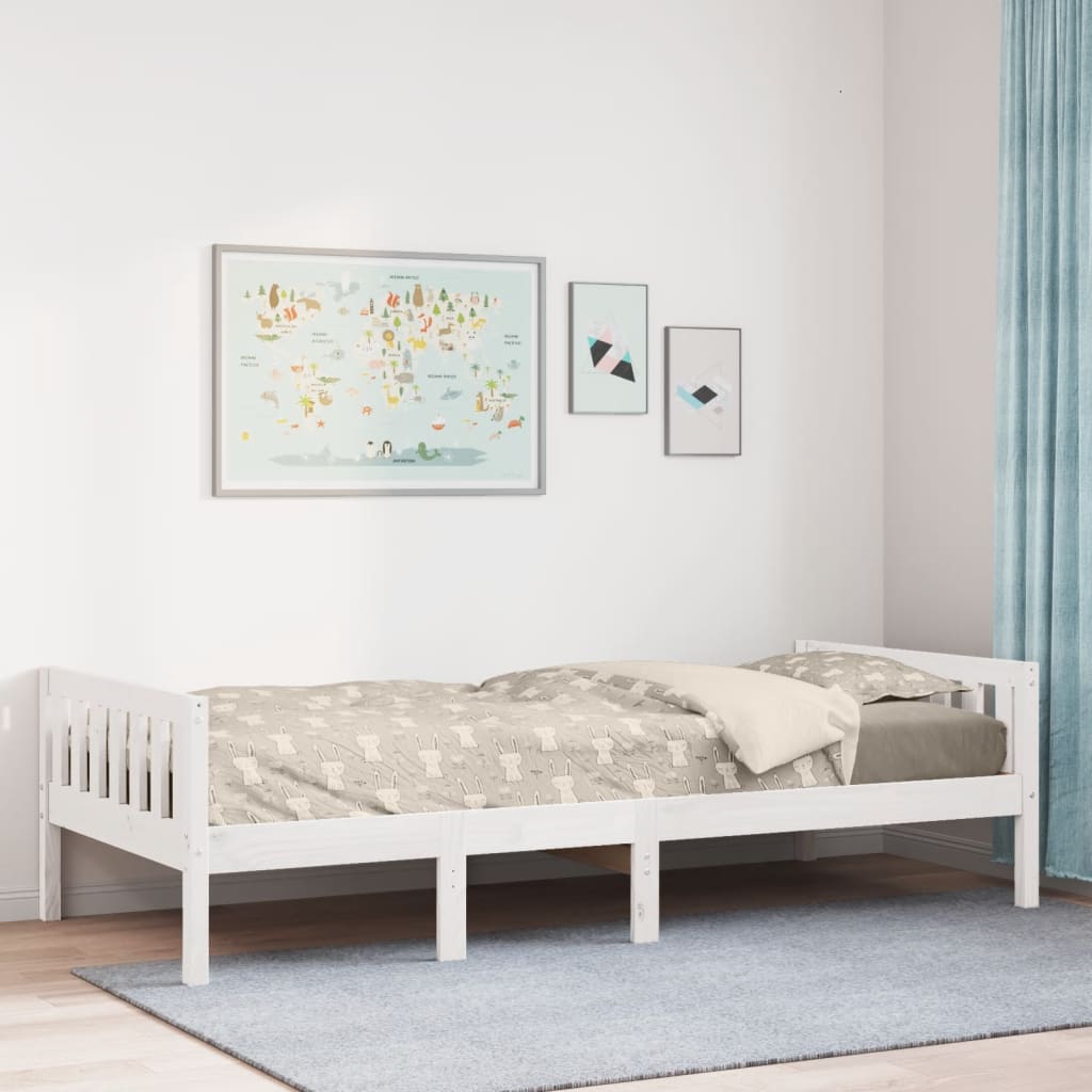 vidaXL Letto per Bambini senza Materasso Bianco 75x190cm Massello Pino