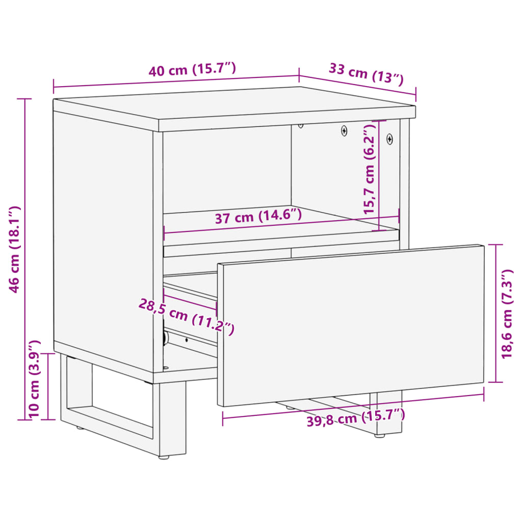 vidaXL Comodini 2pz 40x34x46 cm in Legno Massello di Recupero