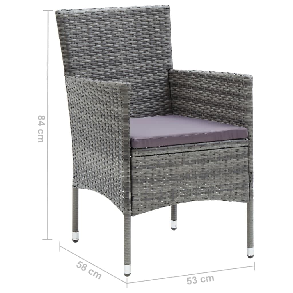 vidaXL Set da Pranzo da Giardino 7 pz con Cuscini in Polyrattan Grigio